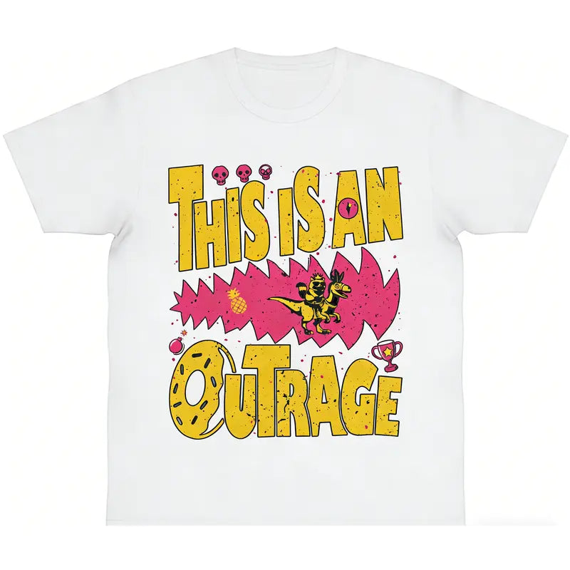 Casual Short-Sleeve T-Shirt - Outrage Princess Donut Cat Dungeon Crawler Carl LitRPG Book Series Apparel, Y2000 Cotton Streetwear Top, Machine Washable Outdoors Sports Top, Gift for LitRPG Enthusiasts