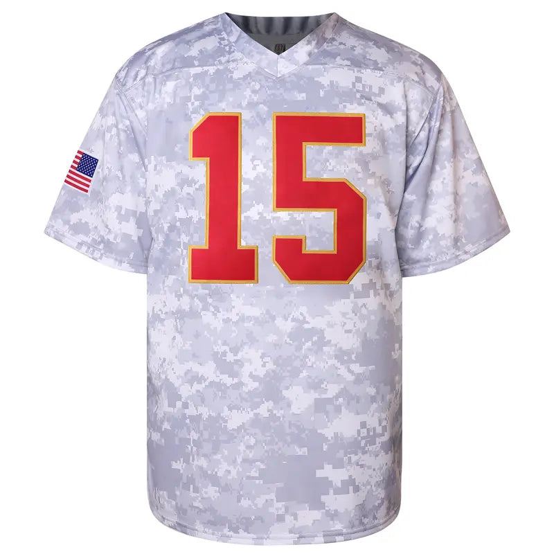 Male #15 Black Professional Football Jersey Top - V-Neck Polyester Short-Sleeve Athletic Top, Breathable Slightly Elastic Spandex-Blend, No Excess Bulk, Casual Wear for Football Lovers & Workouts